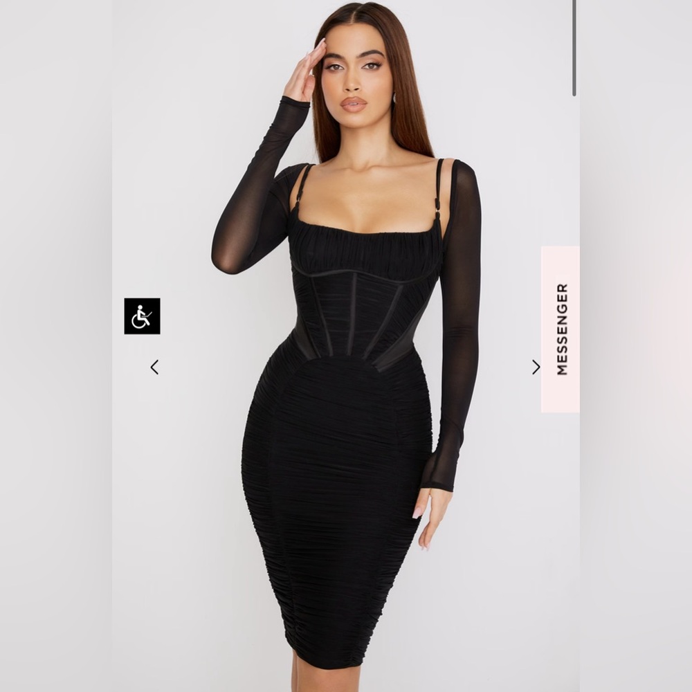 House of CB FREYJA BLACK GATHERED CORSET DRESS